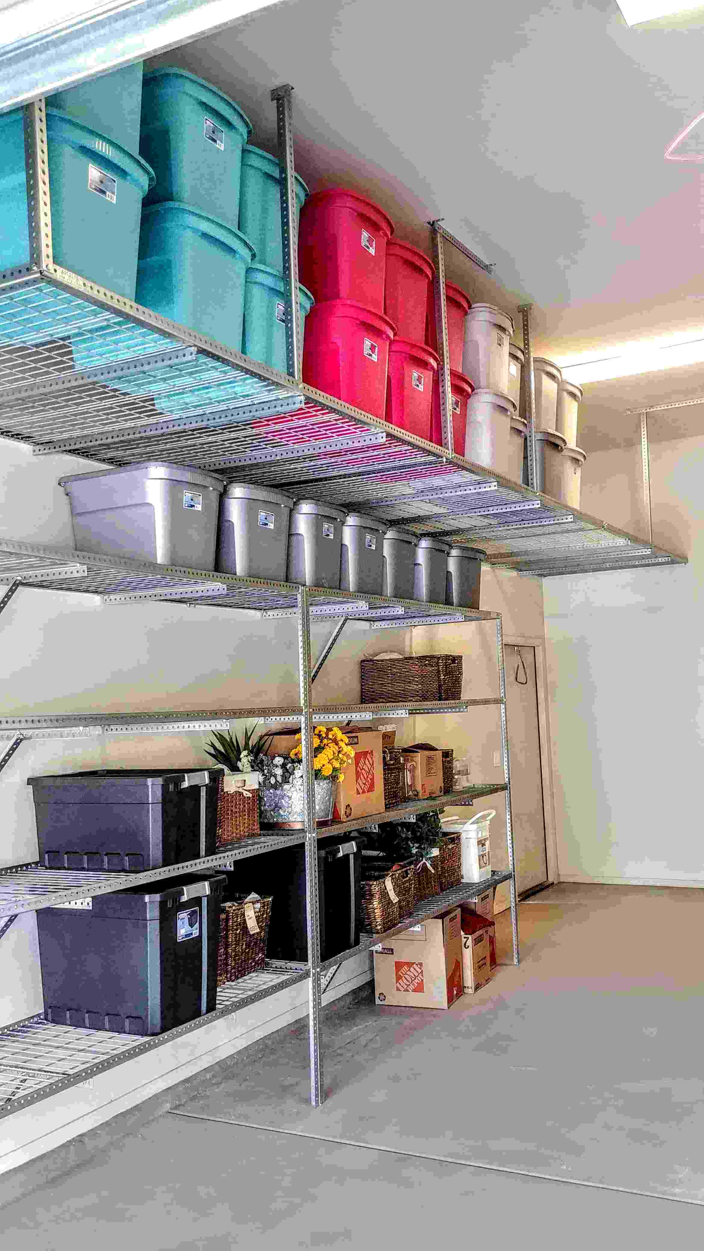 Custom overhead garage storage racks