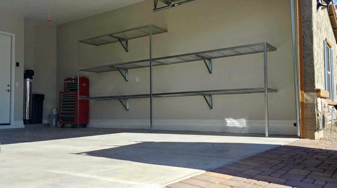 Storage racks mounted on wall