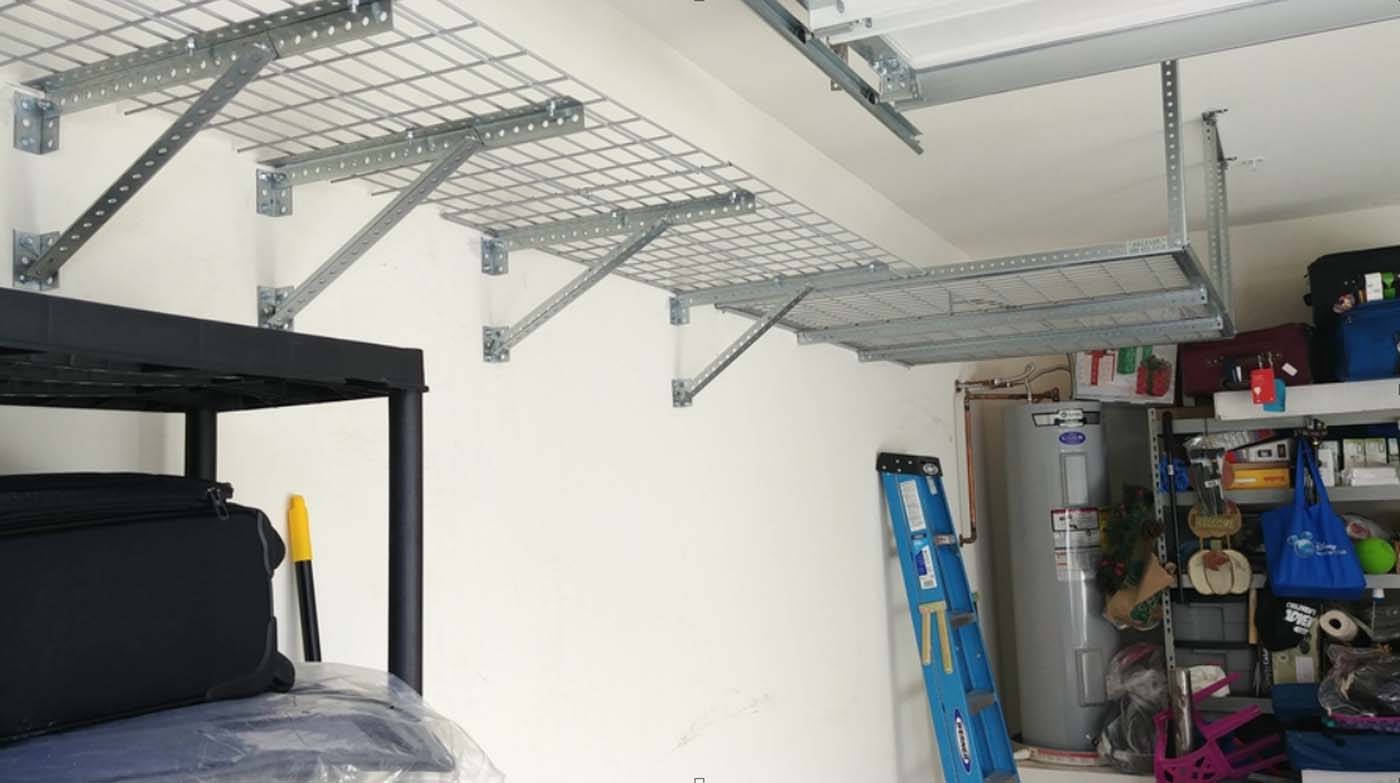 Overhead ceiling storage racks