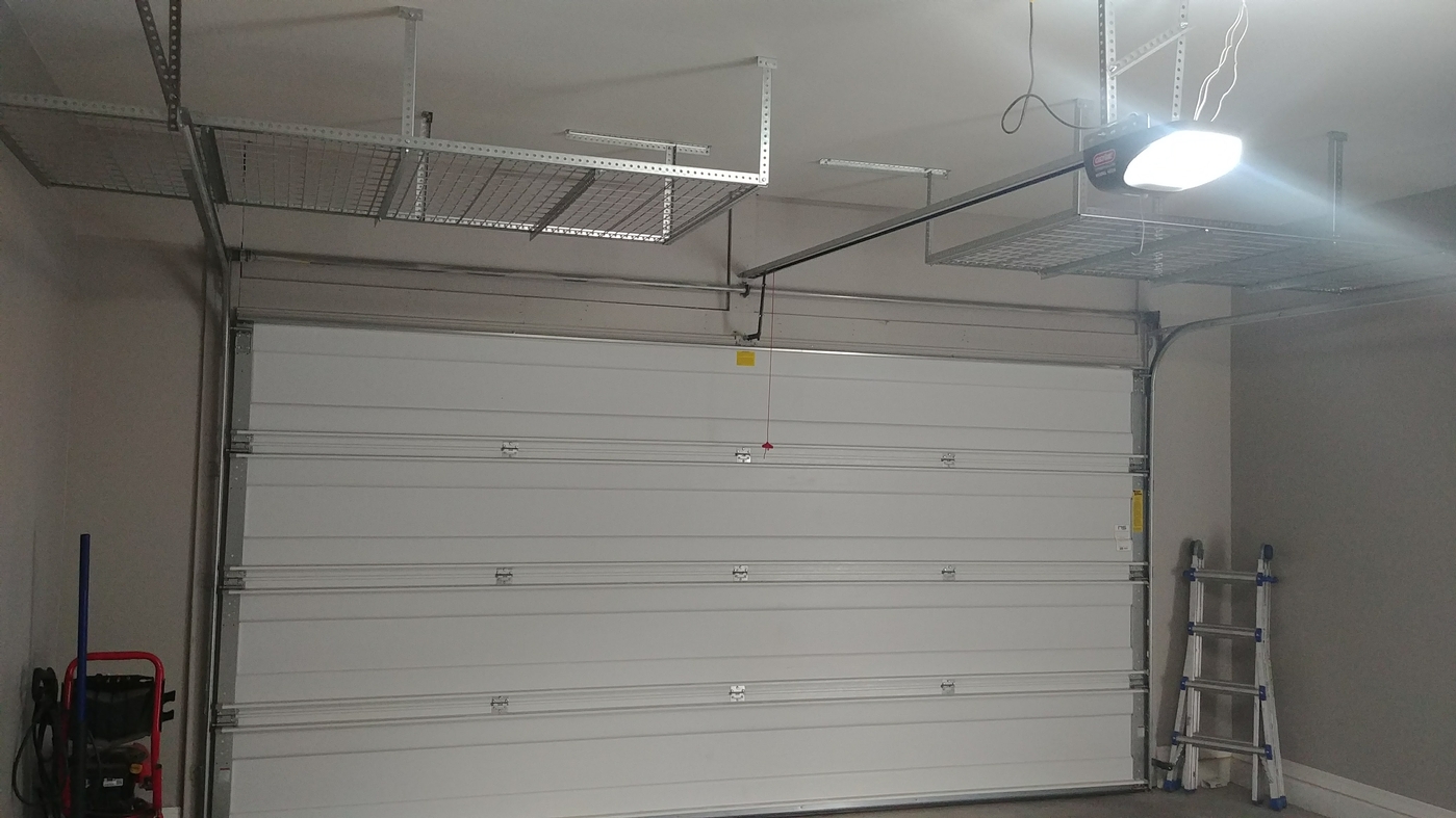 Overhead Garage Storage Racks, How To Install Hanging Storage Shelves For Garage Doors
